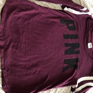 Maroon long sleeve pink vs t shirt